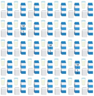 Süt kutusu ve cam desen metin