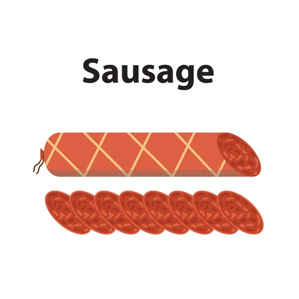 Sausage with slices — Stock Vector