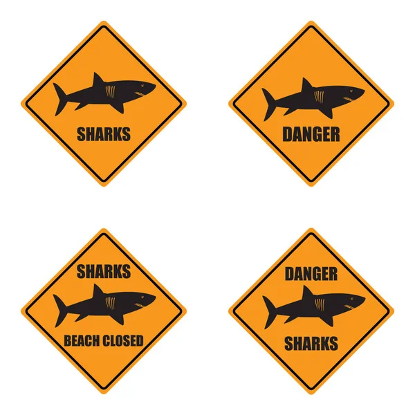 设置在白色的鲨鱼危险 — 图库矢量图片