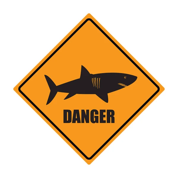 Símbolo do sinal dos tubarões de perigo — Vetor de Stock