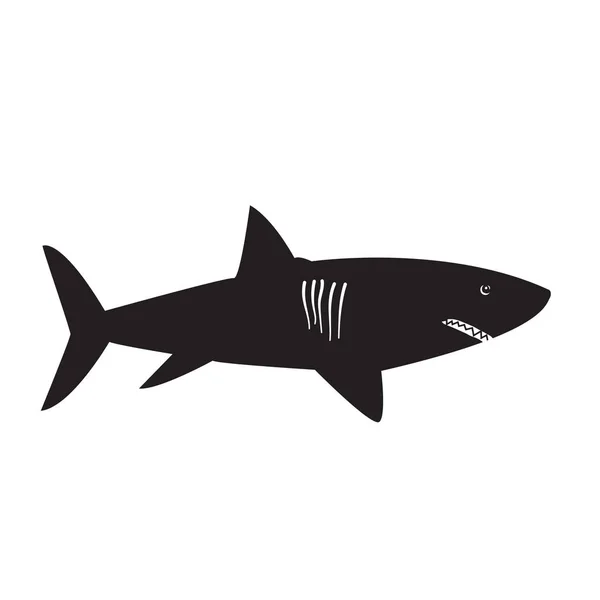 在白色的鲨鱼黑色符号 — 图库矢量图片