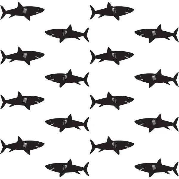 Patrón de tablero de ajedrez de textura sin costura de fondo de tiburones — Vector de stock