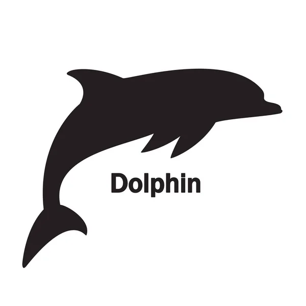 空的白色背景黑色文字轮廓海豚 — 图库矢量图片