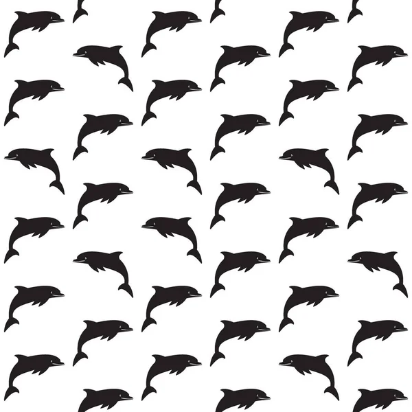 Silhouette delfino sfondo senza cuciture texture nero — Vettoriale Stock