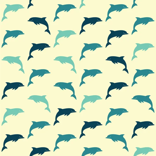 Silhouette Delphin Hintergrund nahtlose Textur Meer Welle — Stockvektor