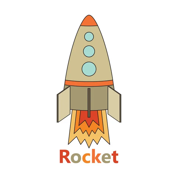 Silhueta foguete no fundo branco texto colorido — Vetor de Stock