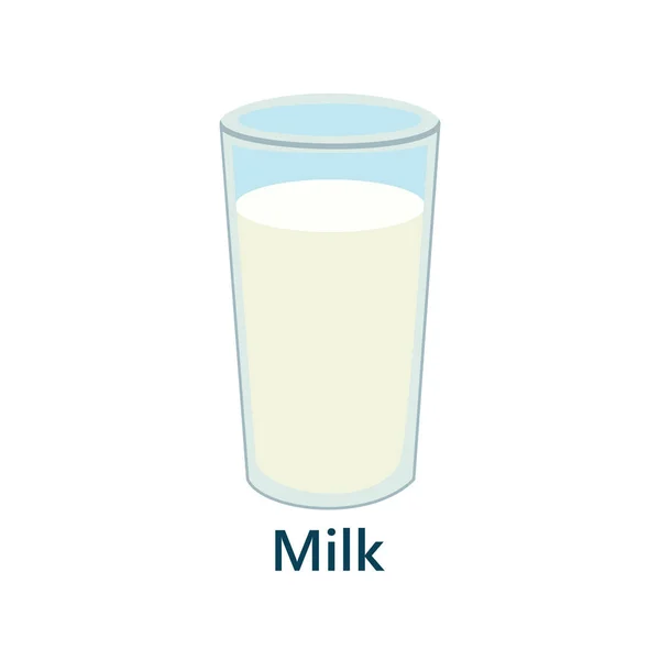 Vidrio aislado de leche en el texto de fondo blanco — Vector de stock