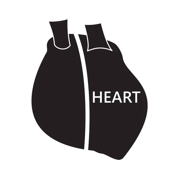 Ρεαλιστική καρδιά σύμβολο μαύρο κείμενο — Διανυσματικό Αρχείο