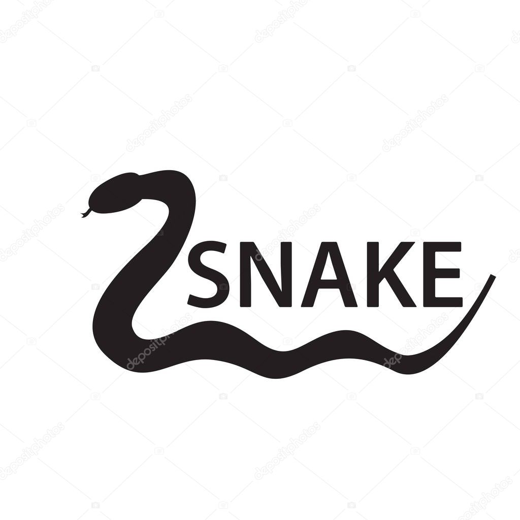 Snake simple black symbol on the white text background