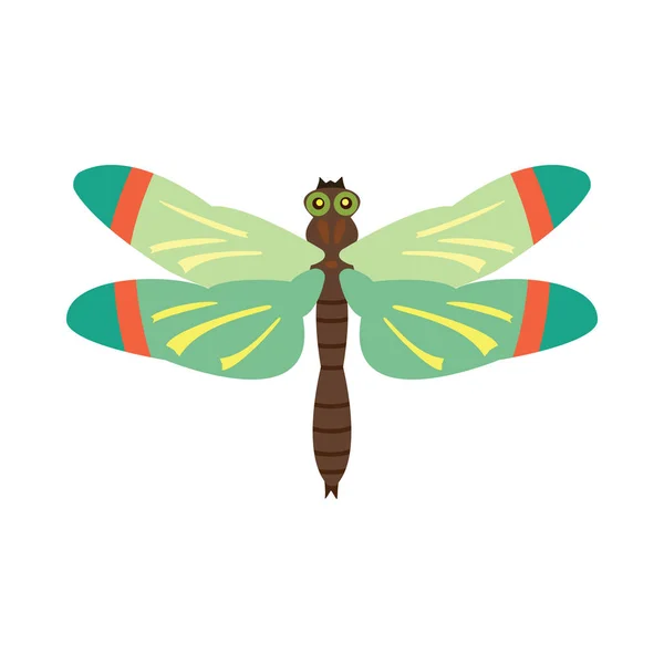 Dragonfly grön på vit bakgrundstext — Stock vektor