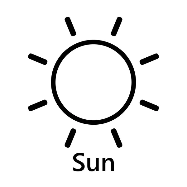 Símbolo do sol girar texto preto — Vetor de Stock