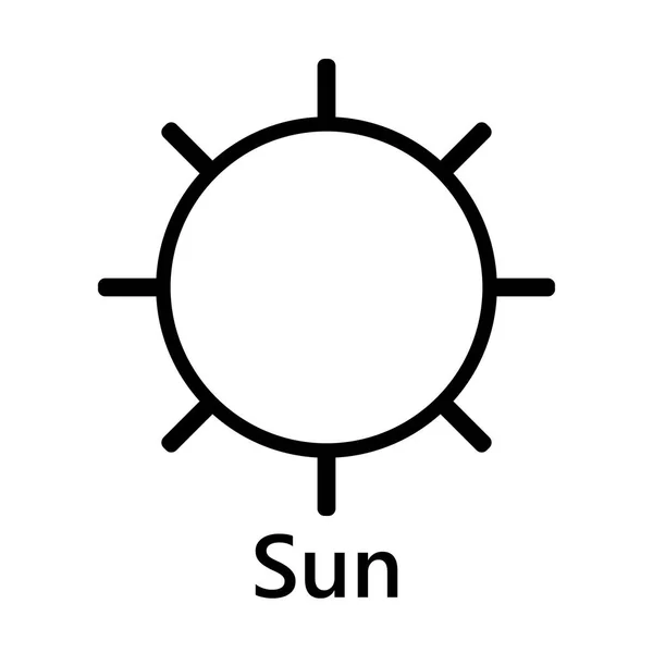 太陽記号まっすぐ結合黒テキスト — ストックベクタ