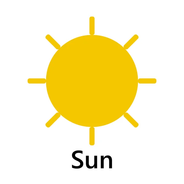 太陽記号まっすぐ結合全体黄色のテキスト — ストックベクタ