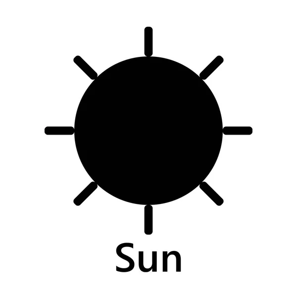 太陽記号まっすぐ結合全体黒のテキスト — ストックベクタ