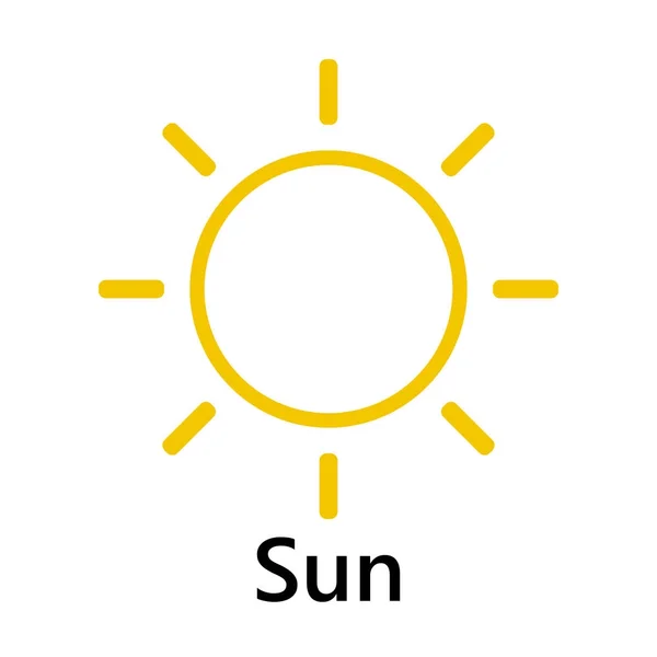 太陽のシンボルまっすぐ黄色のテキスト — ストックベクタ