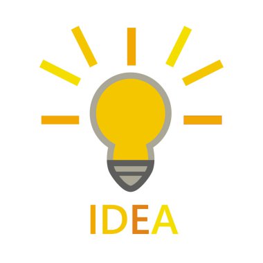 renkli ampul simgesi beyaz metin fikri üzerine