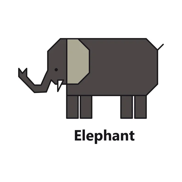 Olifant eenvoudige vierkante symbool op witte achtergrond tekst — Stockvector