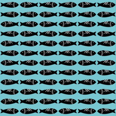 Beyaz arka plan siyah desen balık sembolü