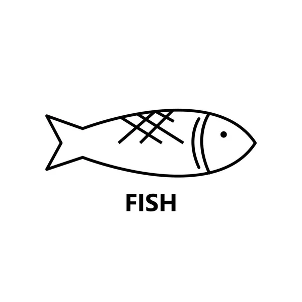 Fish symbol on the white background stroke text — Stock Vector