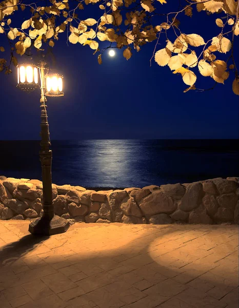 Moonlight on the coast lantern — Stock Photo, Image