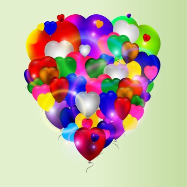 Colotful sevgi kalpleri balon doğum günü vektör