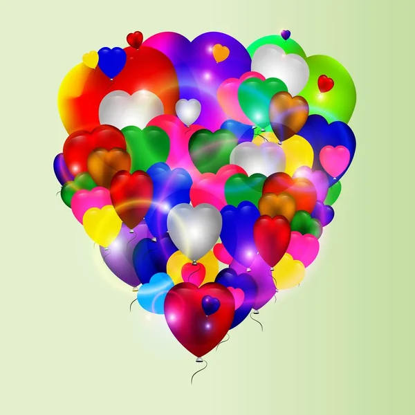 Coeurs d'amour colossaux ballons vecteur d'anniversaire — Image vectorielle