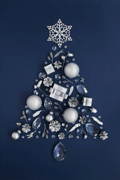 Kristal ve gümüş Noel decora lüks yeni yıl ağacı yapılmış
