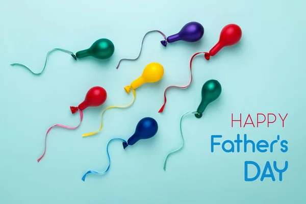 Buona festa del papà con palloncini colorati in stile minimale . — Foto Stock