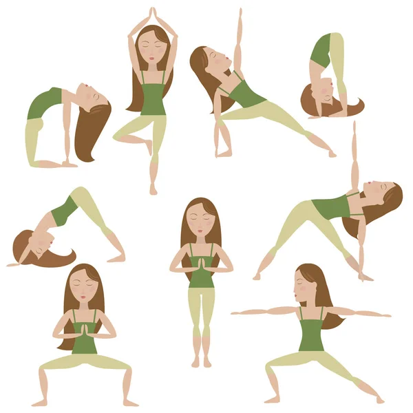 Poses de yoga de dibujos animados — Vector de stock