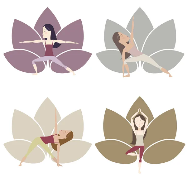 瑜伽姿势组 — 图库矢量图片