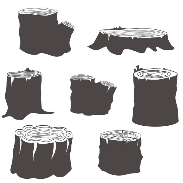 Conjunto de siluetas en blanco y negro — Vector de stock