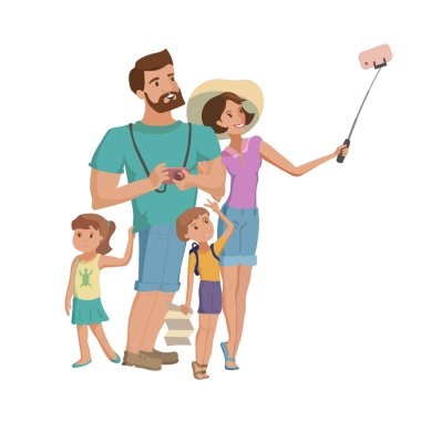 Aile anne ve küçük oğlu selfie vektör