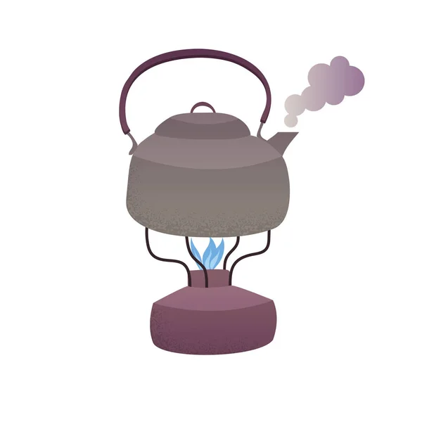 Boiling kettle on the burner illustration — Stock Vector