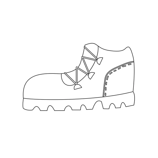 Trekking boot outline coloring page — Stock Vector