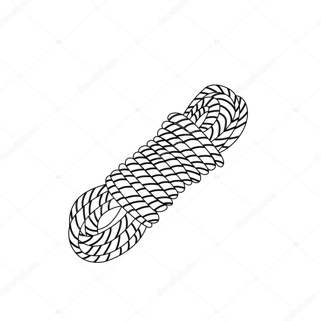 Rope coil camping traveller outline coloring page