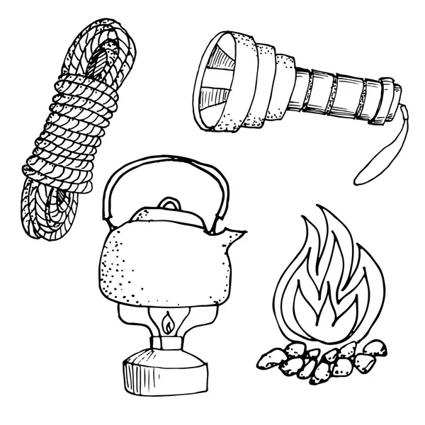 Illustration vectorielle du jeu de camping Doodle — Image vectorielle