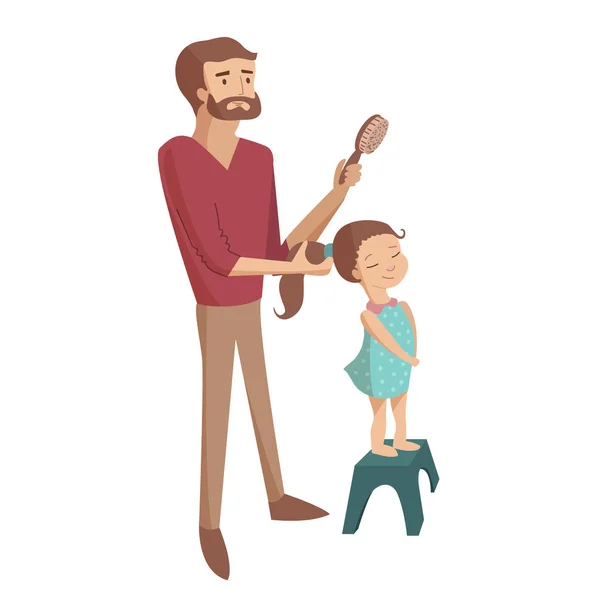 Illustration de dessin animé père et enfant vecteur — Image vectorielle