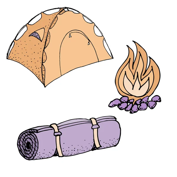 Illustration vectorielle du jeu de camping Doodle — Image vectorielle