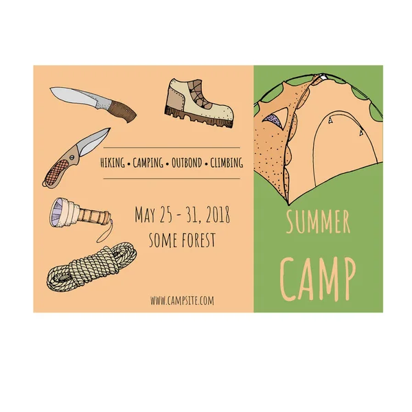 夏キャンプのチラシ テンプレート — ストックベクタ