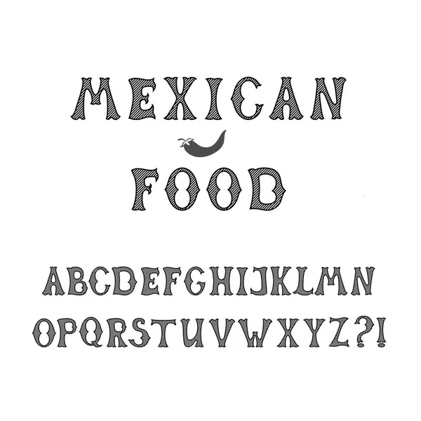 Dekorativa Serif Antika Teckensnitt Retrostil Mexikanska Typsnitt Svart Randig Versaler — Stock vektor