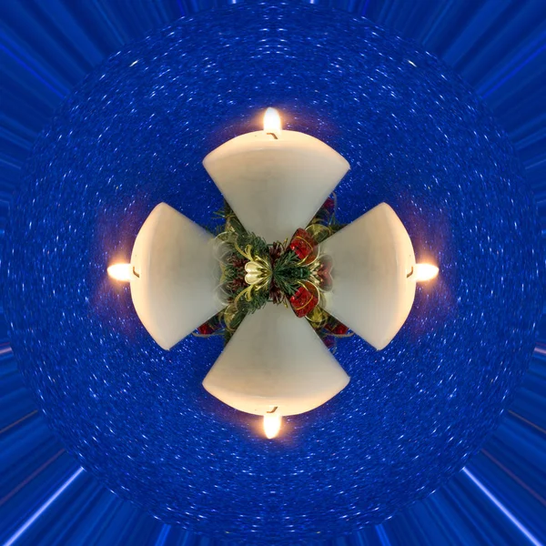 Fantástico mundo de natal com vela de lit — Fotografia de Stock