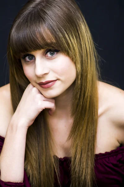 Beauty Woman Portrait over Black Background — Stock Photo, Image