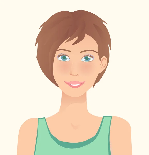 Beautiful  girl  face. Young woman smiling. — Stock Vector