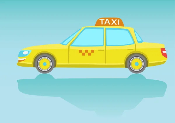 Gele taxi auto. Vlakke stijl. — Stockvector