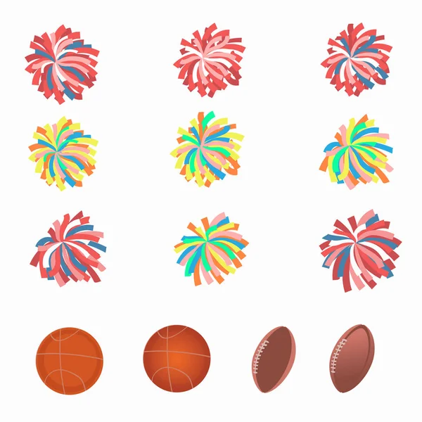 Set of multicolored pom-poms. — Stock Vector