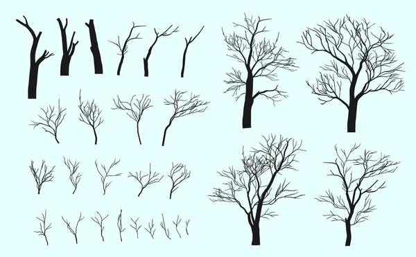 Ensemble de branches et d'arbres . — Image vectorielle