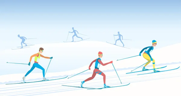 越野滑雪. — 图库矢量图片