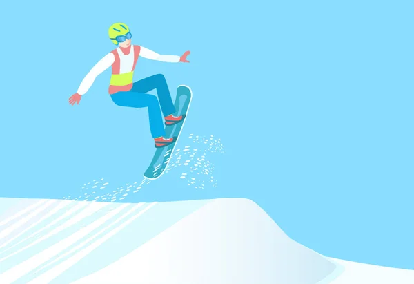 Professionelles Snowboarden, Wintersport. — Stockvektor