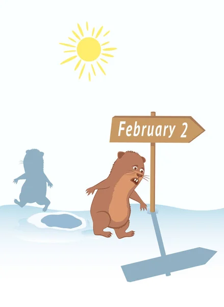Blague sur l'évasion de l'ombre de marmotte le 2 février . — Image vectorielle