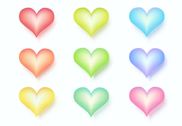 Sex variation färg på hjärtat i samlingen. — Stock vektor